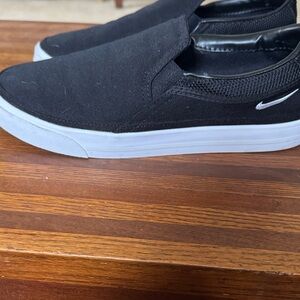 Nike Black Canvas Slip-On Loafers with White Sole